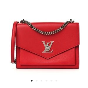 Louis Vuitton Red Pebbled Leather Mylockme Bb Bag